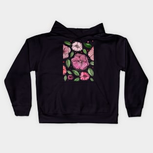 Watercolor and ink flowers - pink Kids Hoodie